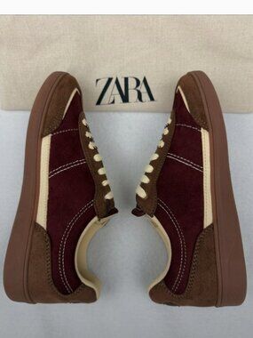 ZARA new Sneakers Women’s Burgundy Brown retro